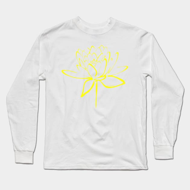 Yellow Lotus Calligraphy Long Sleeve T-Shirt by MakanaheleCreations